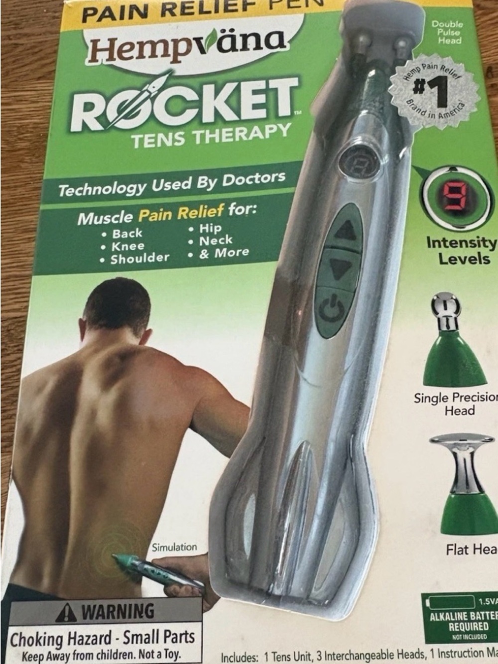 Rocket TENS Therapy Pain Relief Pen - Silver/Green